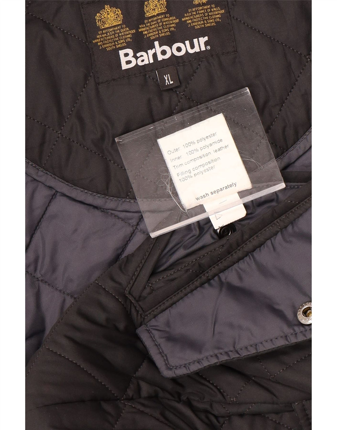 Jaqueta acolchoada masculina BARBOUR UK 42 XL poliéster preto