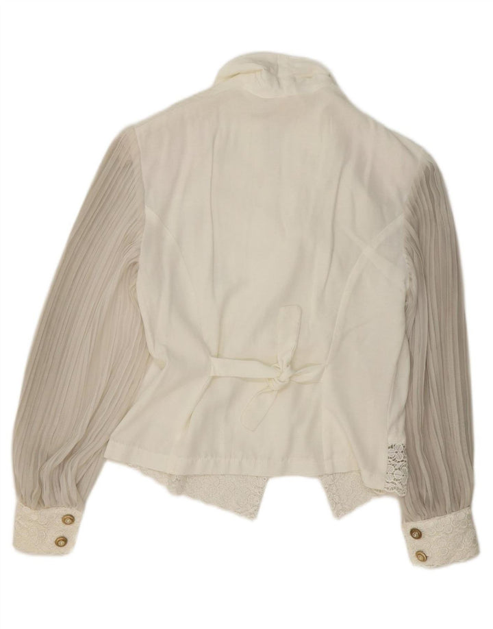 Blusa feminina VINTAGE oversized EUA 1 2XS viscose branca