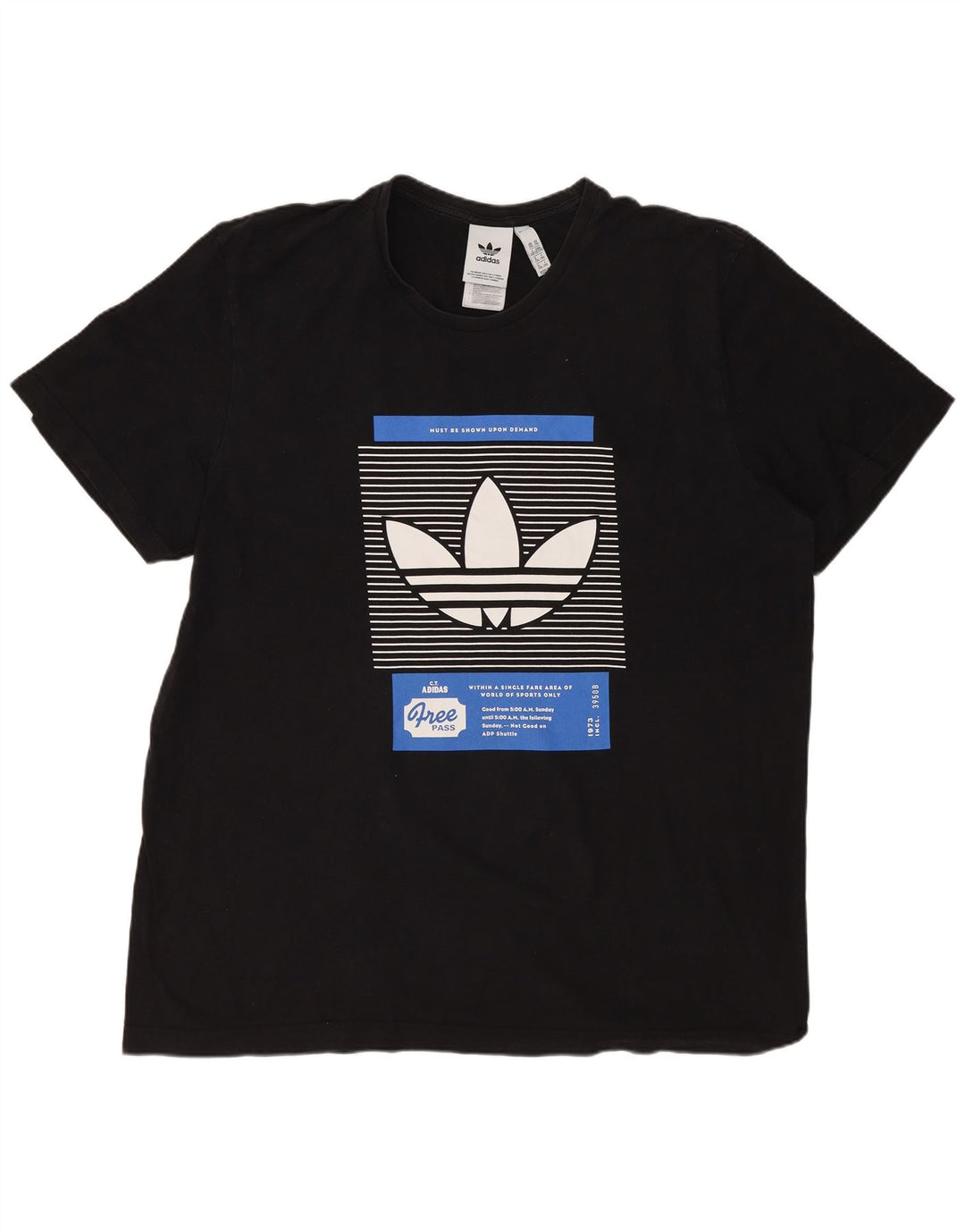 ADIDAS Mens Graphic T-Shirt Top 2XL Algodão Preto
