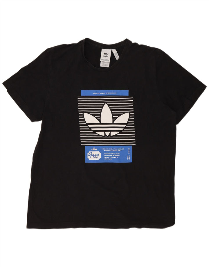 ADIDAS Mens Graphic T-Shirt Top 2XL Algodão Preto