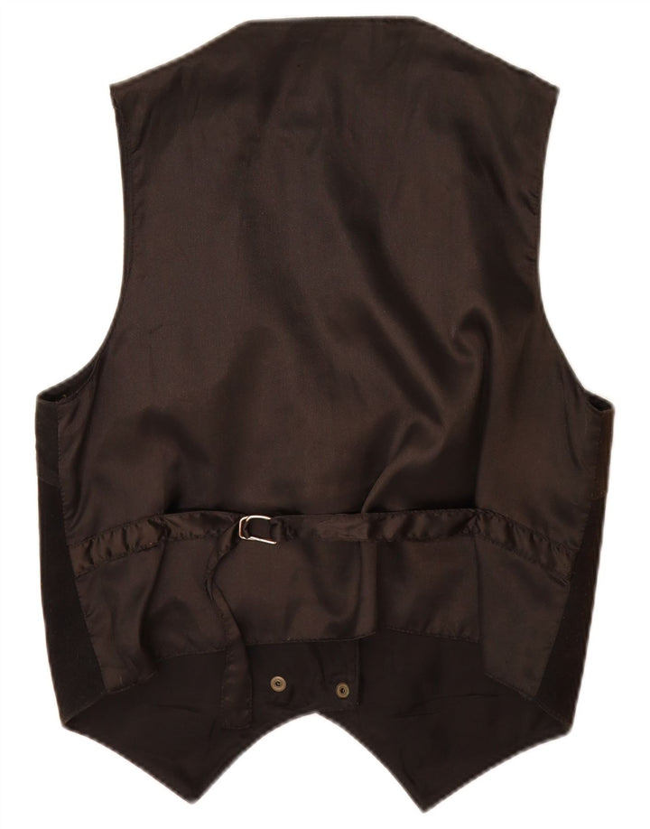 Colete de camurça vintage feminino Reino Unido 14 couro preto médio