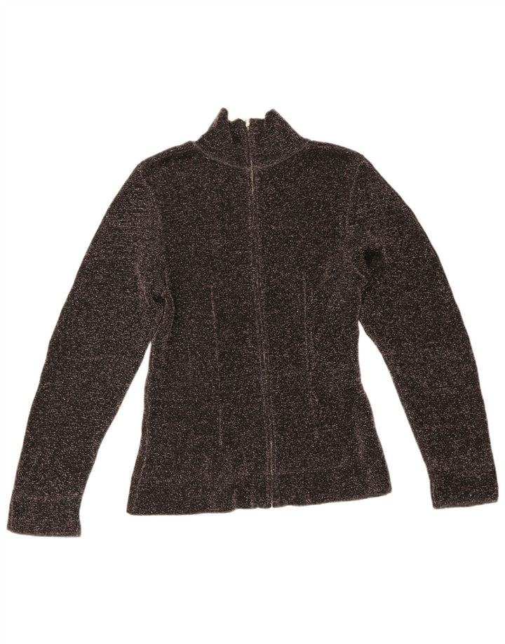 Suéter feminino Zara com gola tartaruga Reino Unido 12 viscose manchada preta média