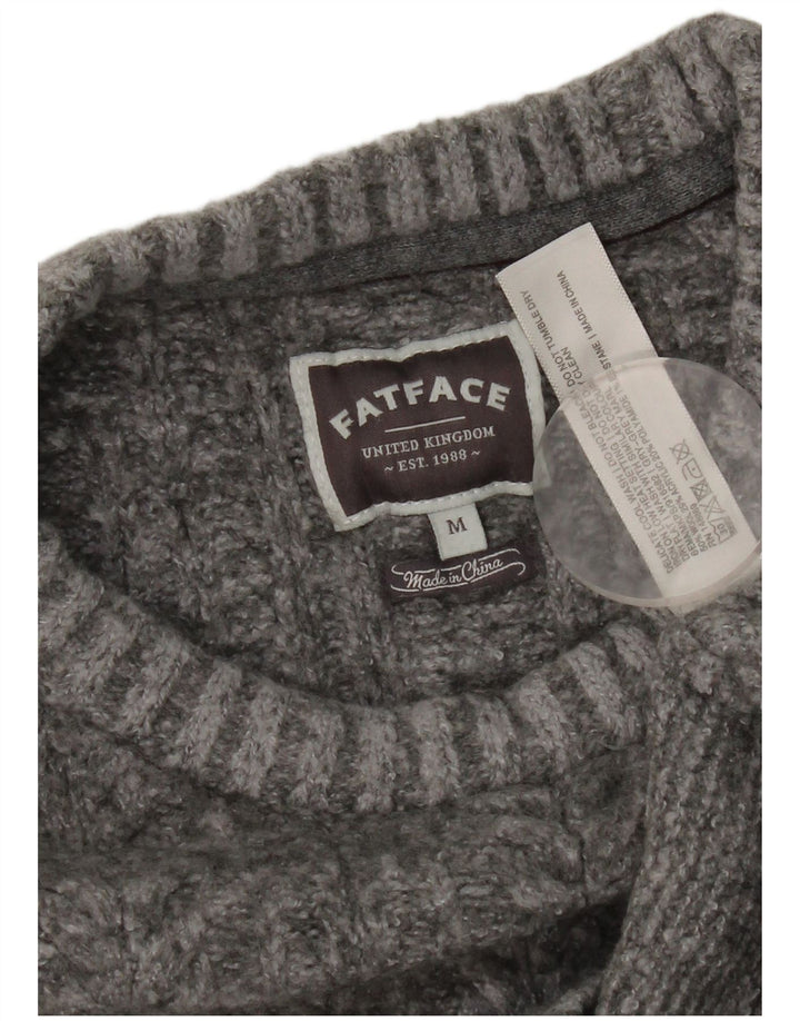 Suéter feminino Fat Face com gola redonda Reino Unido 14 lã cinza médio