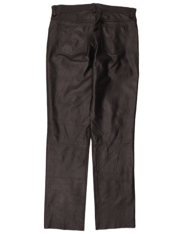 Calça masculina de couro reta Rover & Lake Reino Unido 36 pequena W30 L36 preta