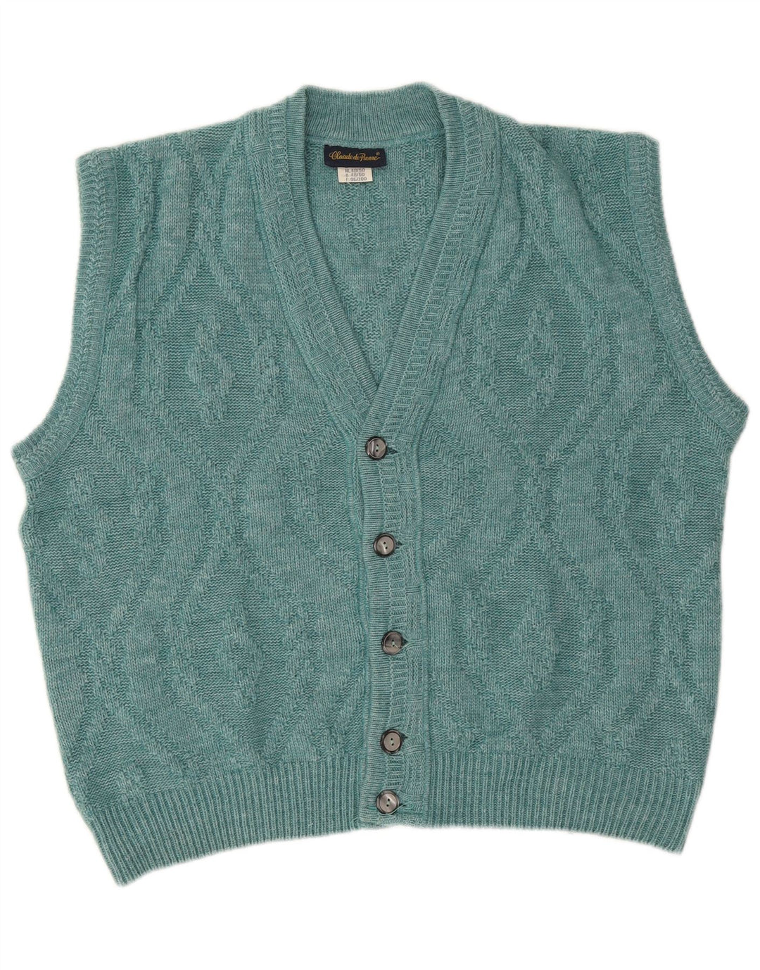 Suéter cardigã masculino sem mangas Claude De Pierre IT 48/50 azul médio