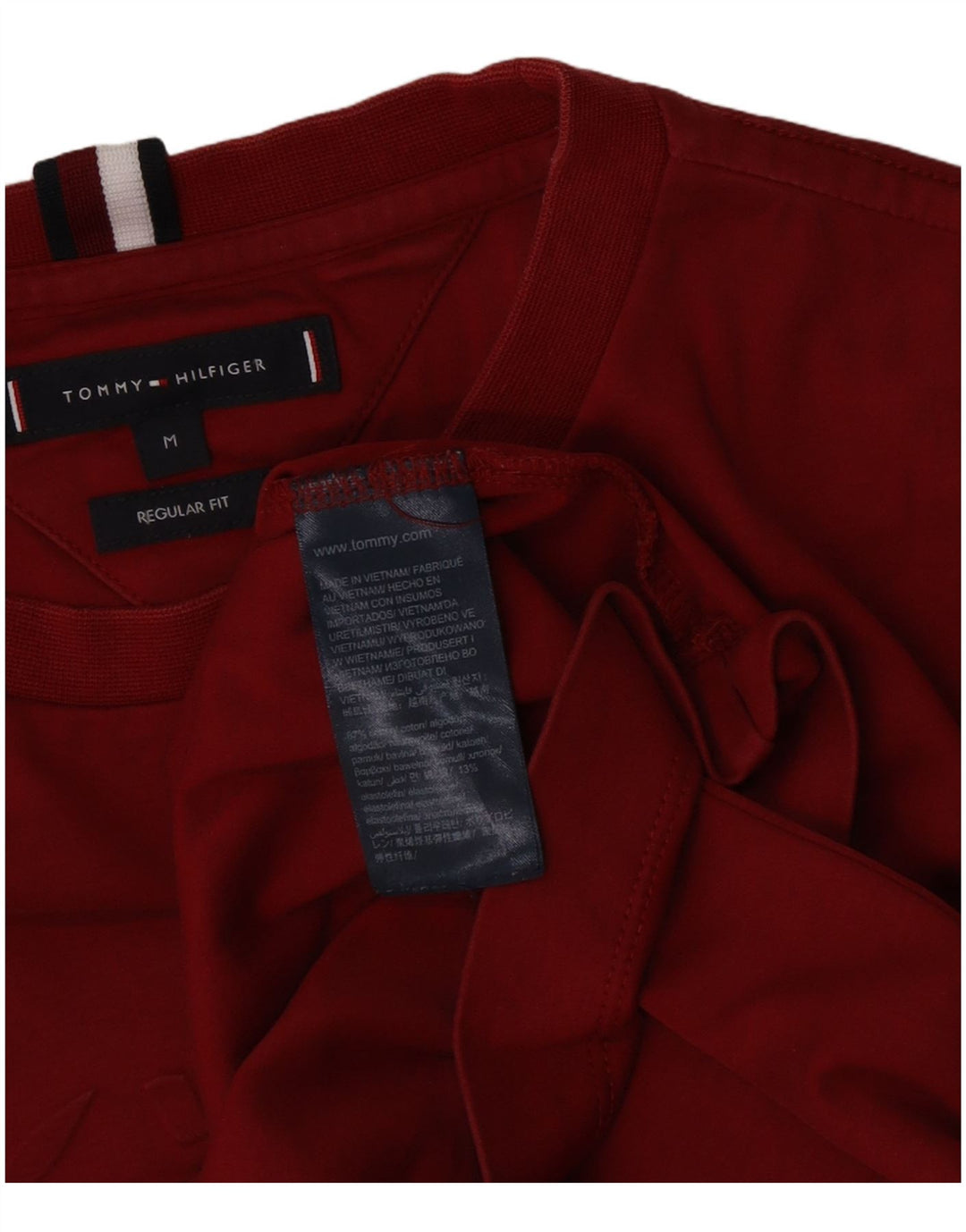 Tommy Hilfiger Camiseta masculina regular fit gráfica top médio algodão vermelho