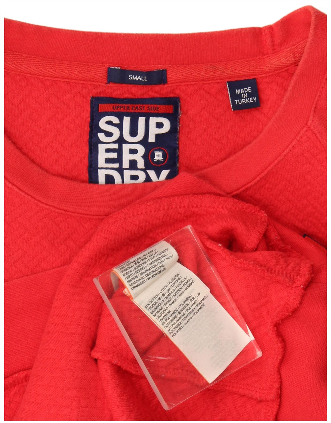 Superdry feminino gráfico oversized moletom jumper UK 10 pequeno algodão azul