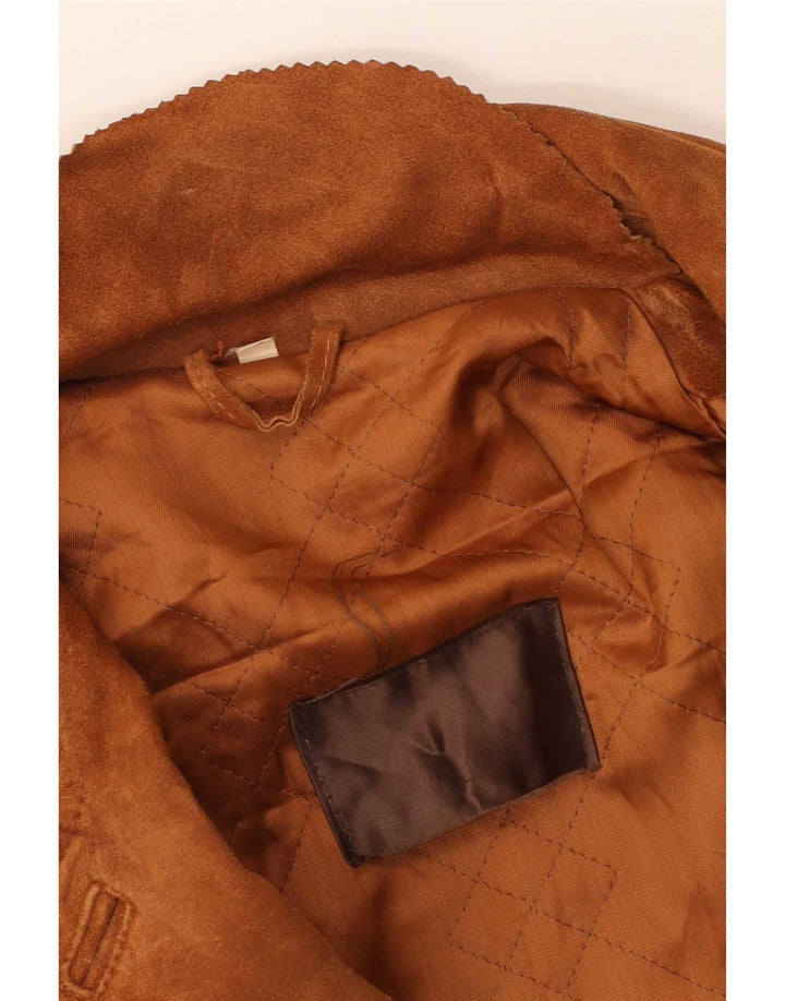 Vintage Mens Suede Jacket IT 46 Small Brown