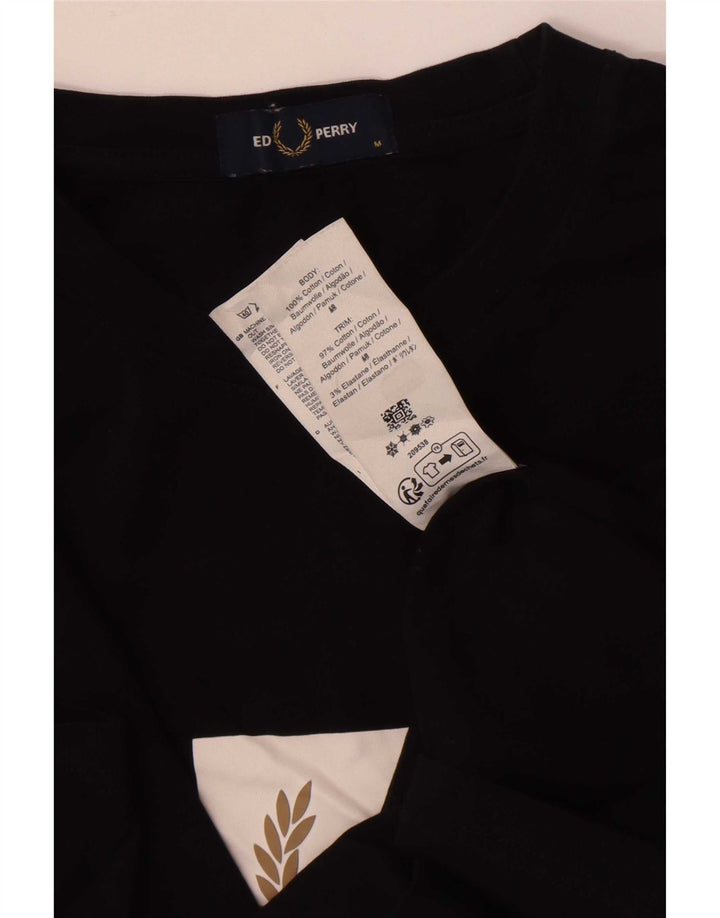 Fred Perry Camiseta masculina gráfica Top médio algodão preto