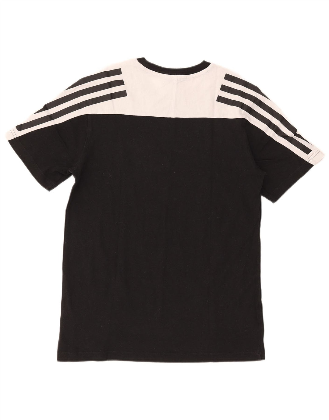 Adidas Mens T-Shirt Top Pequeno Algodão Colorblock Preto