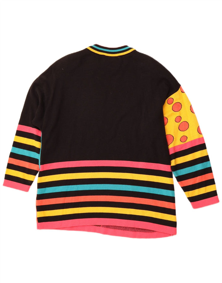 Suéter feminino VINTAGE com gola redonda Reino Unido 16 grande multicolorido