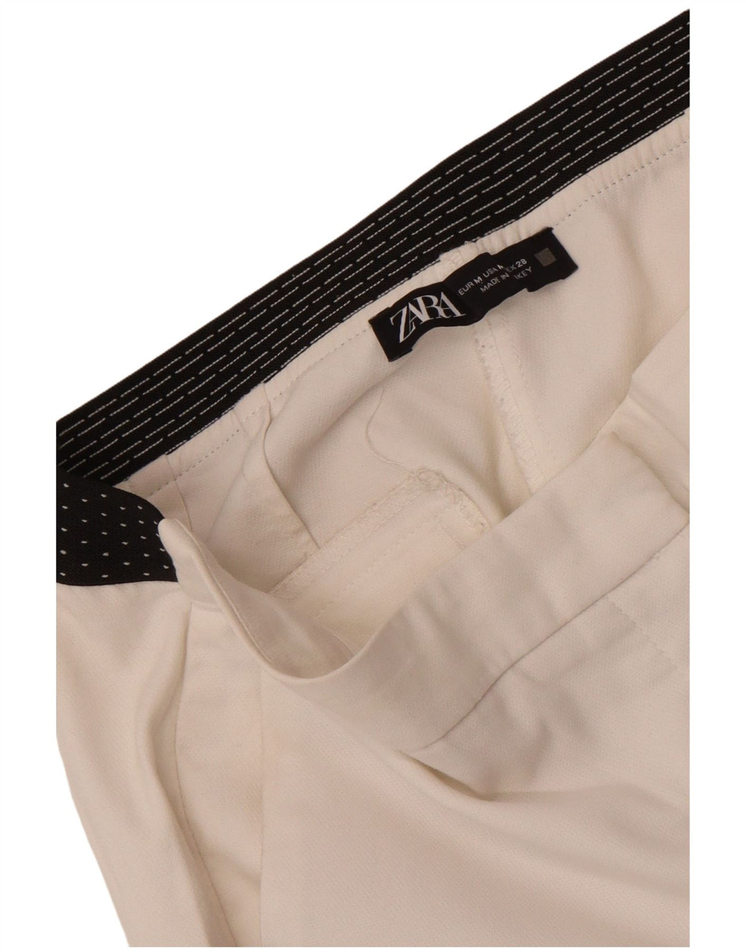 Zara Calça Chino Feminina Slim Médio W28 L27 Branco Colorblock