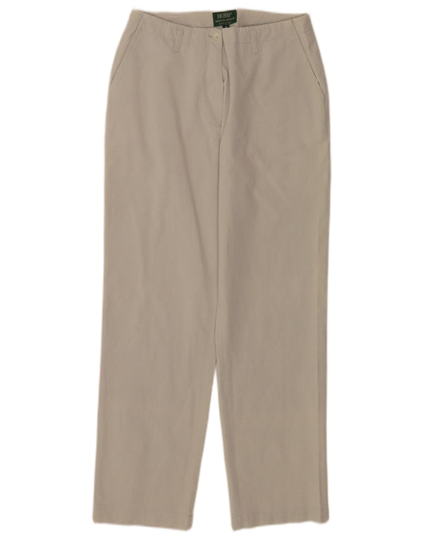 Calça feminina casual reta Hobbs UK 8 pequena W27 L28 algodão bege