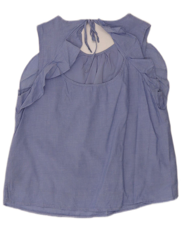 Blusa feminina sem mangas Tommy Hilfiger UK 16 grande algodão azul