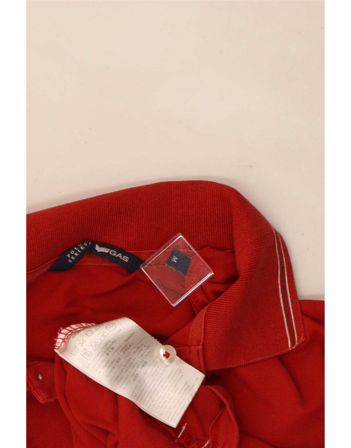 Camisa polo masculina Gas, algodão listrado vermelho médio
