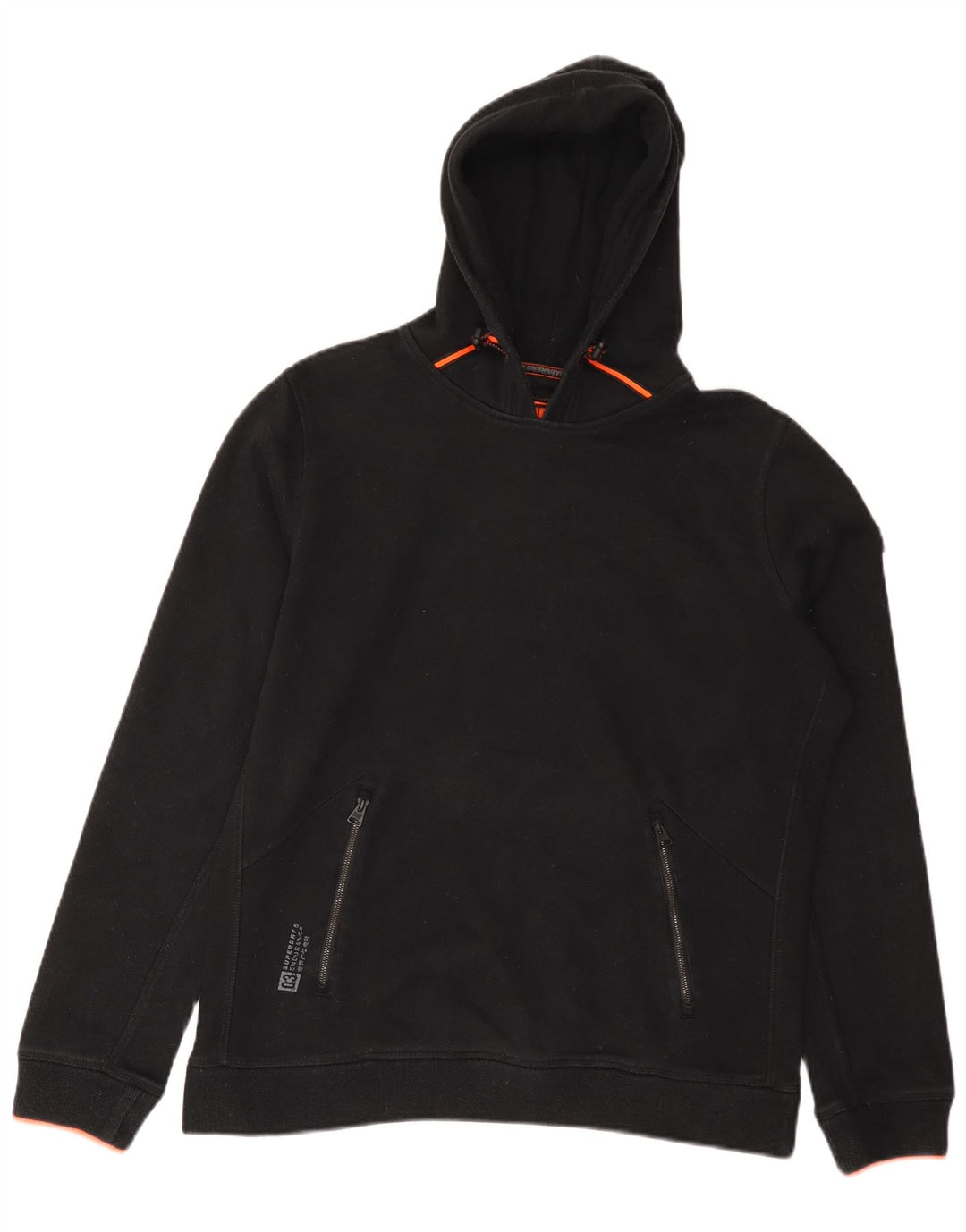 Superdry moletom com capuz masculino grande poliéster preto