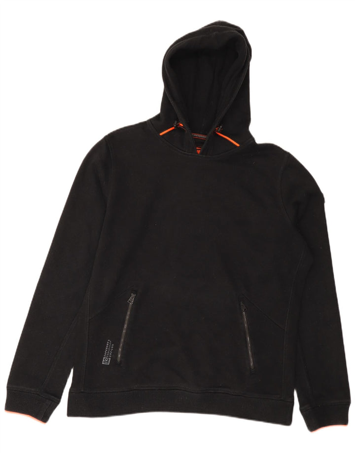 Superdry moletom com capuz masculino grande poliéster preto