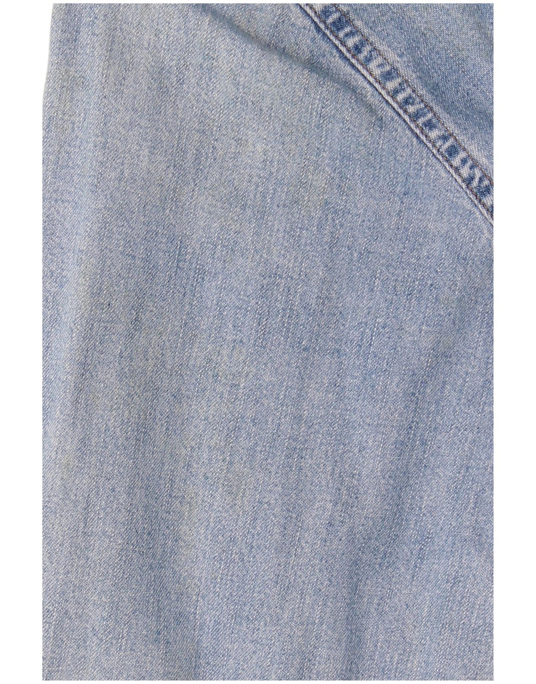 Camisa jeans feminina BENETTON Reino Unido 14 algodão azul médio