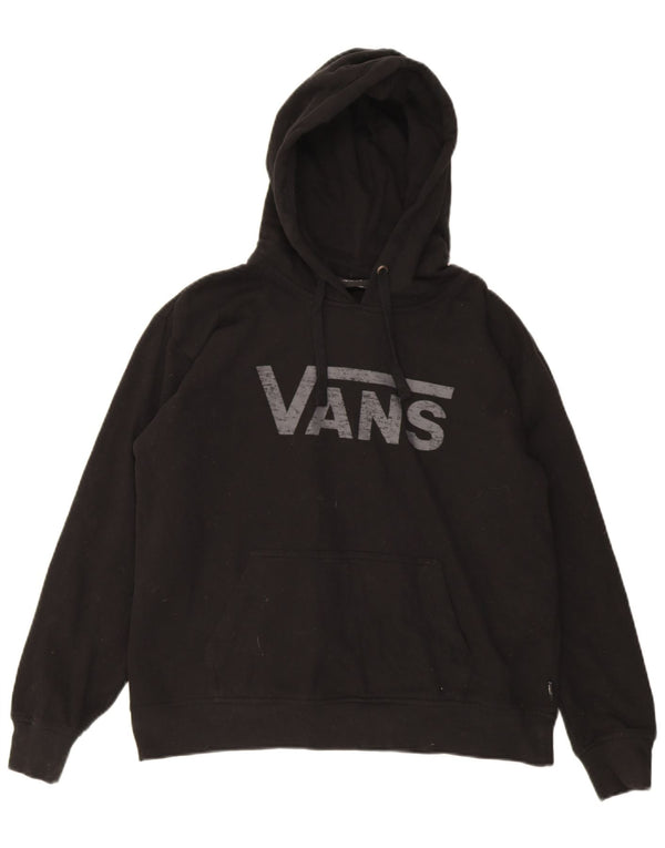 Vans feminino gráfico oversized moletom com capuz UK 10 pequeno algodão preto