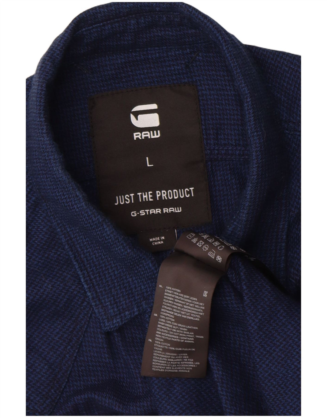 Camisa masculina de flanela G-Star grande algodão houndstooth azul marinho