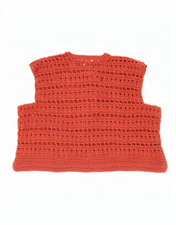 Suéter cardigã feminino vintage sem mangas UK 16 vermelho grande