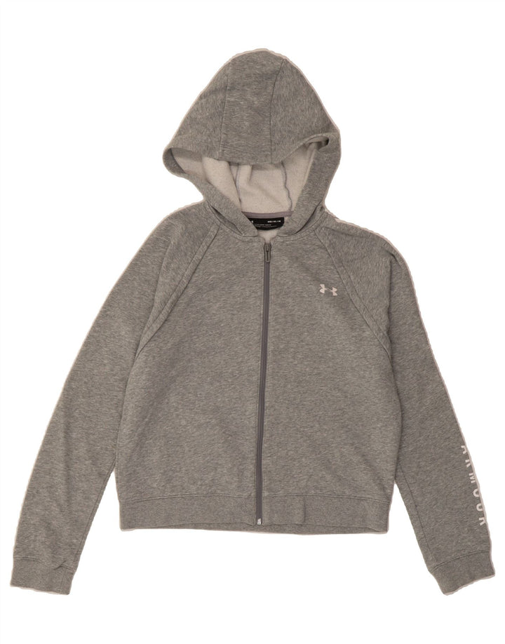 UNDER ARMOUR Girls loose Zip Hoodie Sweater 13-14 Years Medium  Grey Vintage Under Armour and Second-Hand Under Armour from Messina Hembry 