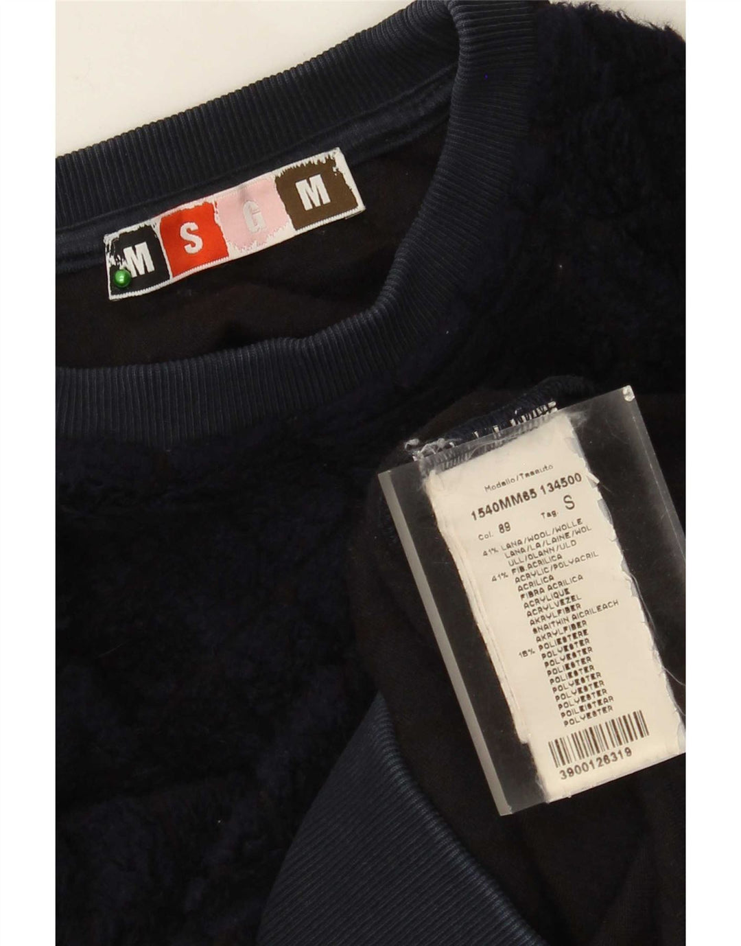 Suéter de moletom masculino MSGM pequeno azul marinho Argyle/lã diamante
