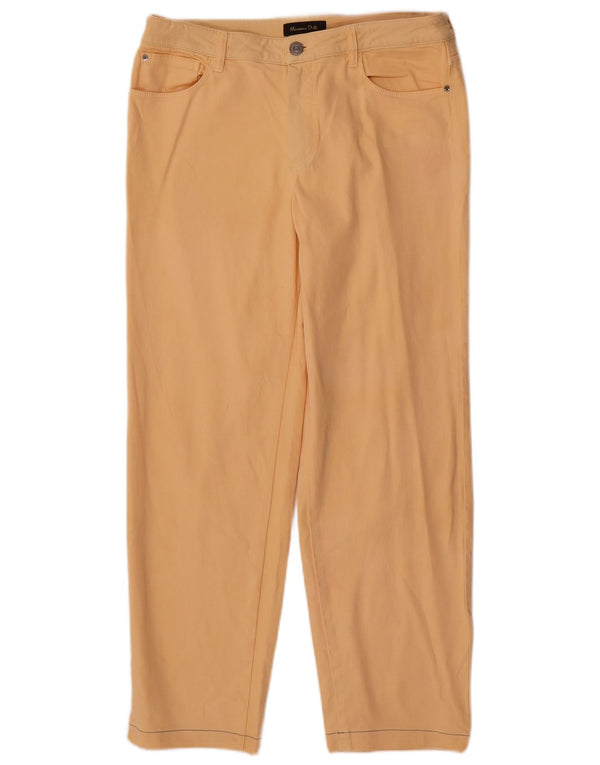 Calça feminina reta casual Massimo Dutti EU 40 médio W30 L27 amarelo