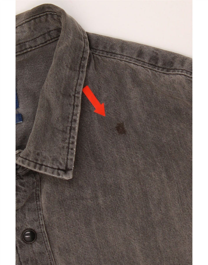 Camisa jeans masculina Zara Regular Fit XL algodão cinza