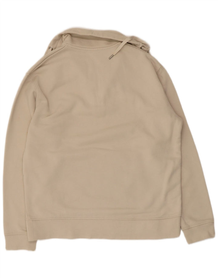 Moletom feminino Zara com zíper e gola alta Reino Unido 14 algodão bege médio