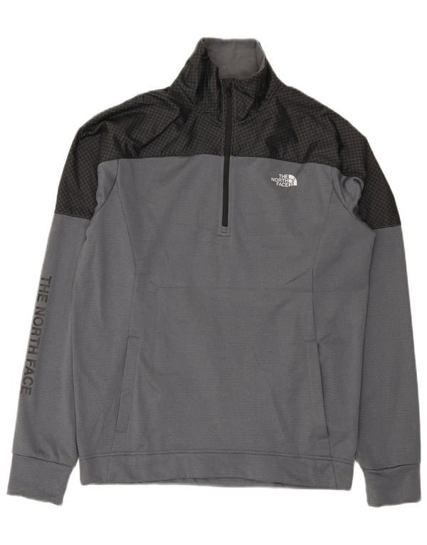 Suéter gráfico masculino The North Face, pequeno, cinza, bloco colorido