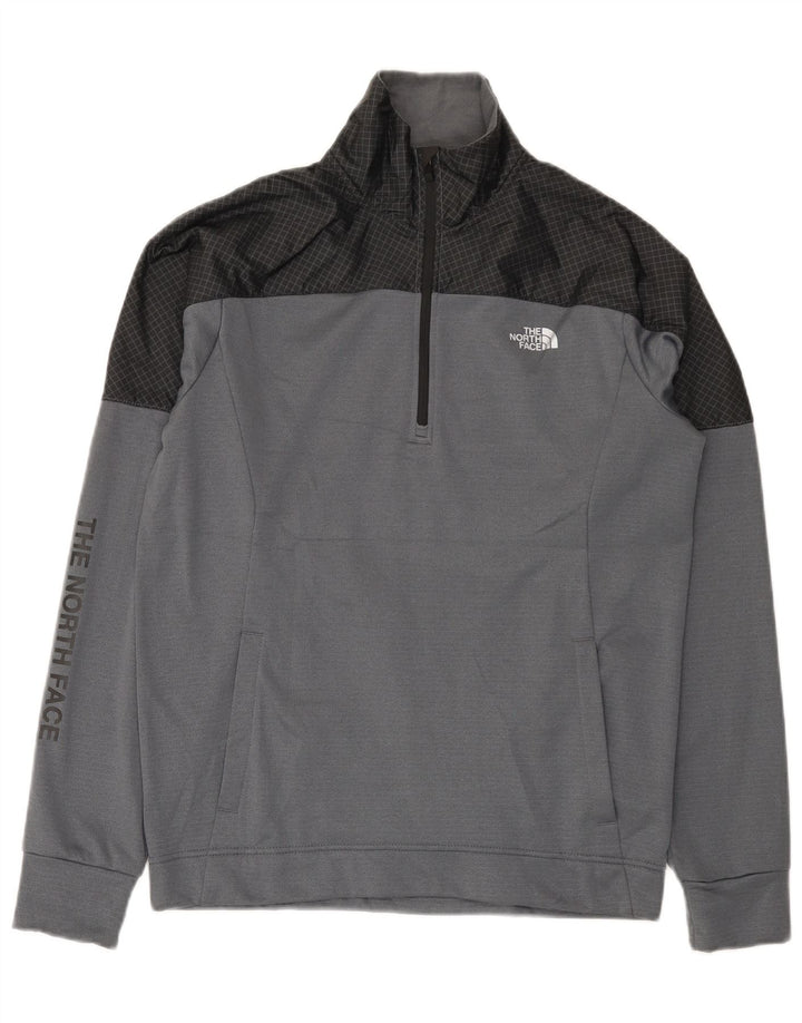 Suéter gráfico masculino The North Face, pequeno, cinza, bloco colorido