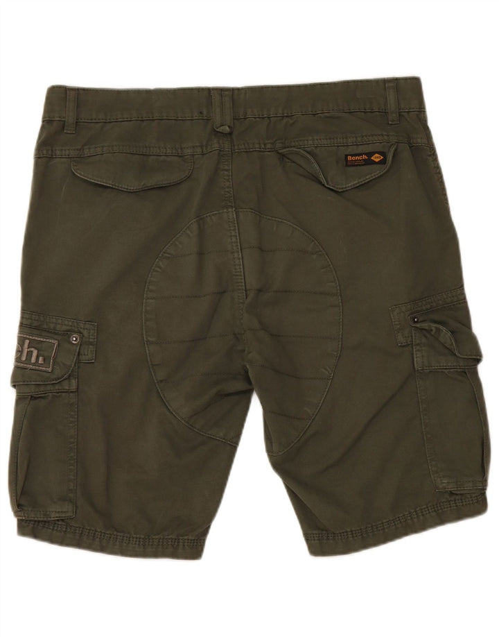 BENCH Mens Graphic Cargo Shorts Médio W32 Algodão Verde