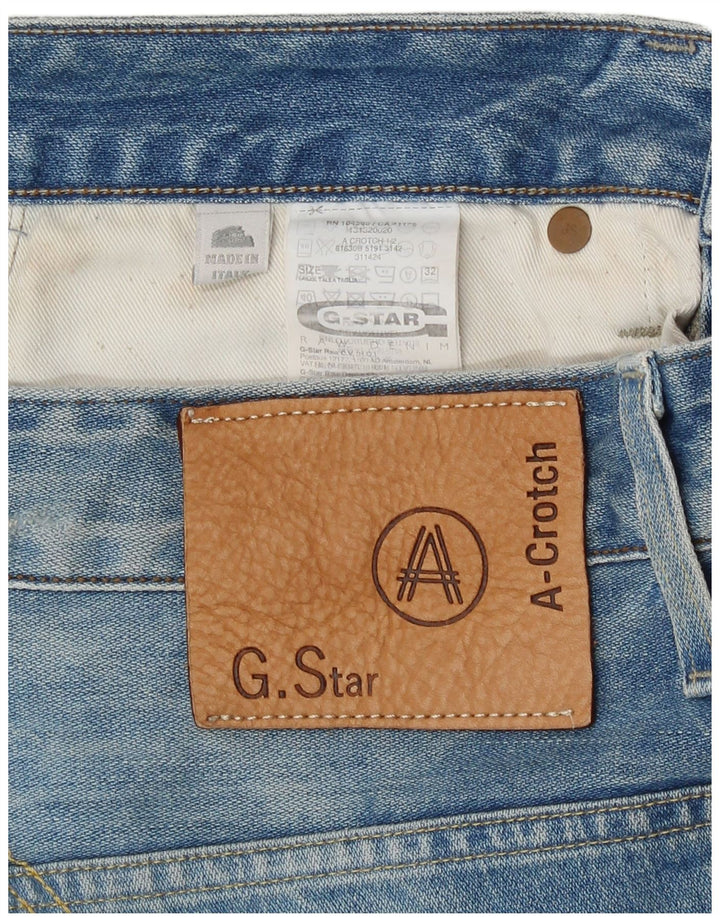 Shorts jeans masculino G-Star W32 algodão manchado azul médio