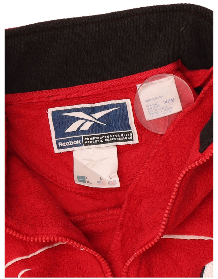 Reebok Mens Wisconsin Zip Neck Fleece Jumper Grande Poliéster Vermelho