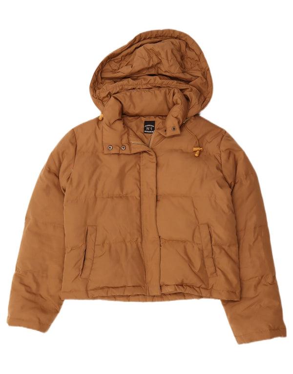 Jaqueta acolchoada com capuz Phard Womens UK 16 grande poliéster marrom
