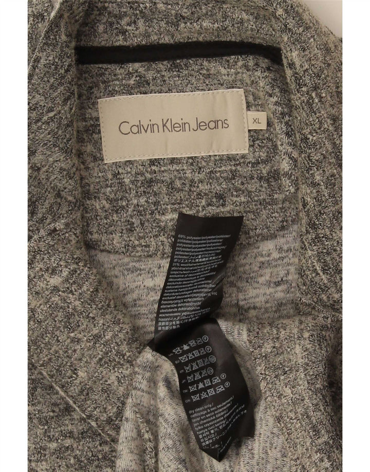 Sobretudo feminino Calvin Klein Jeans UK 18 XL cinza manchado de poliéster