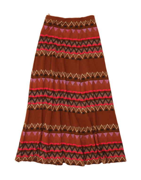 Saia feminina VINTAGE maxi larga IT 42 médio W30 multicolorido geométrico