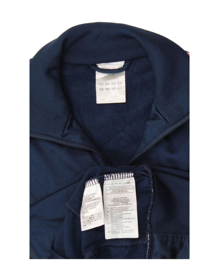 Adidas Womens Tracksuit Top Jacket UK 8 Pequeno Azul Marinho Poliéster