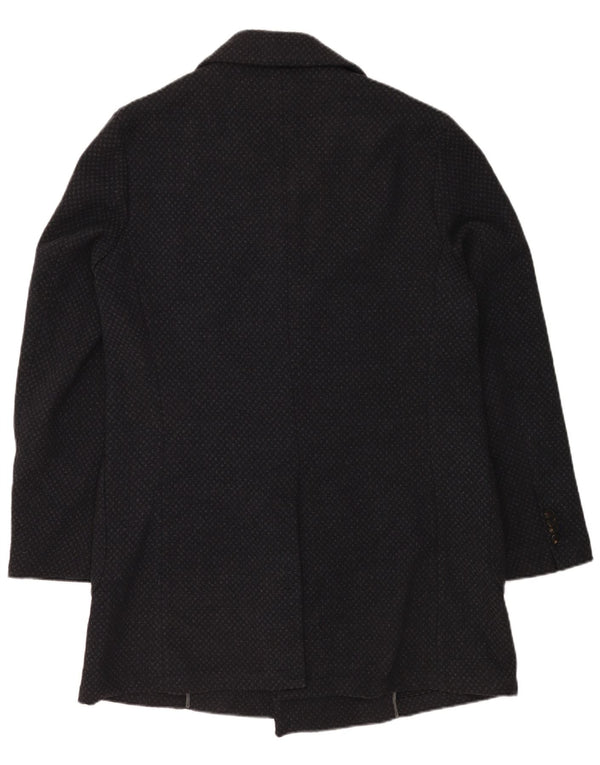 Jaqueta blazer masculina Sirmoney com peito duplo IT 52 XL azul marinho lã manchada