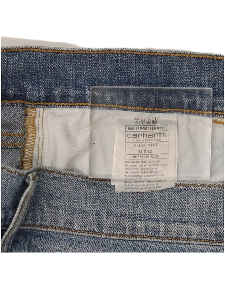 CARHARTT Masculino Wip Slim Jeans W34 L32 Azul Algodão