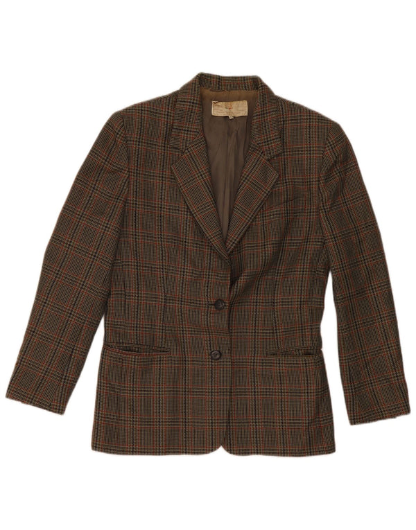 Jaqueta blazer feminina vintage com 2 botões IT 42 lã houndstooth verde médio
