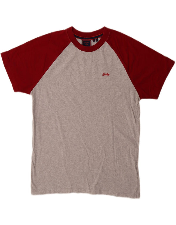 Camiseta masculina Superdry Top cinza médio algodão colorblock