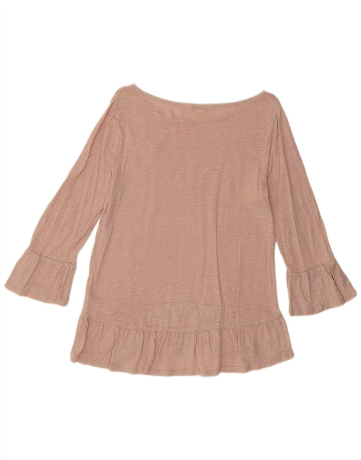 Blusa feminina Boden de manga 3/4 Reino Unido 8 linho rosa pequeno