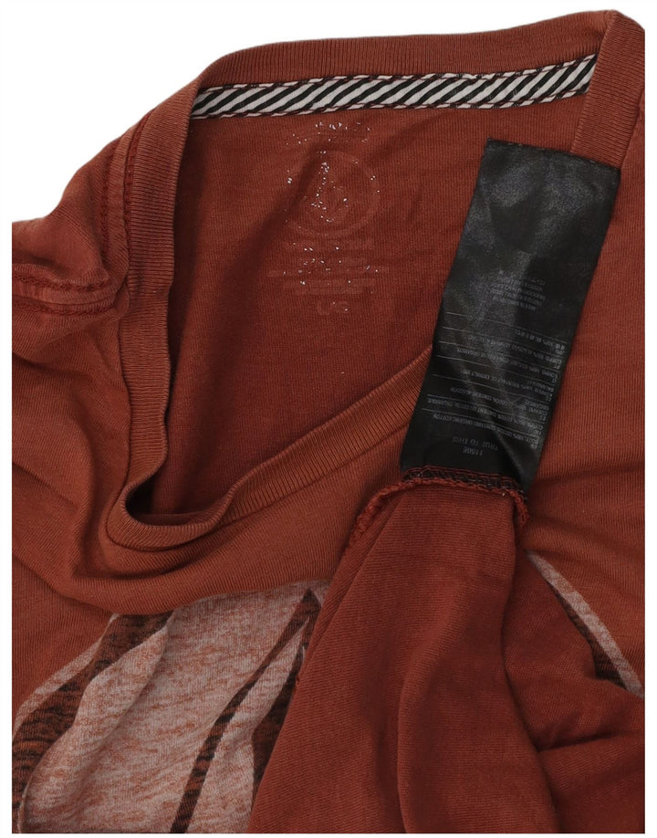 Camiseta masculina gráfica Volcom grande algodão marrom