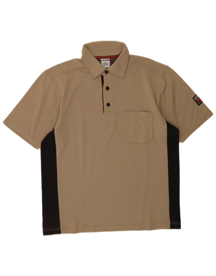 Camisa polo masculina Timberland médio bege colorblock poliéster