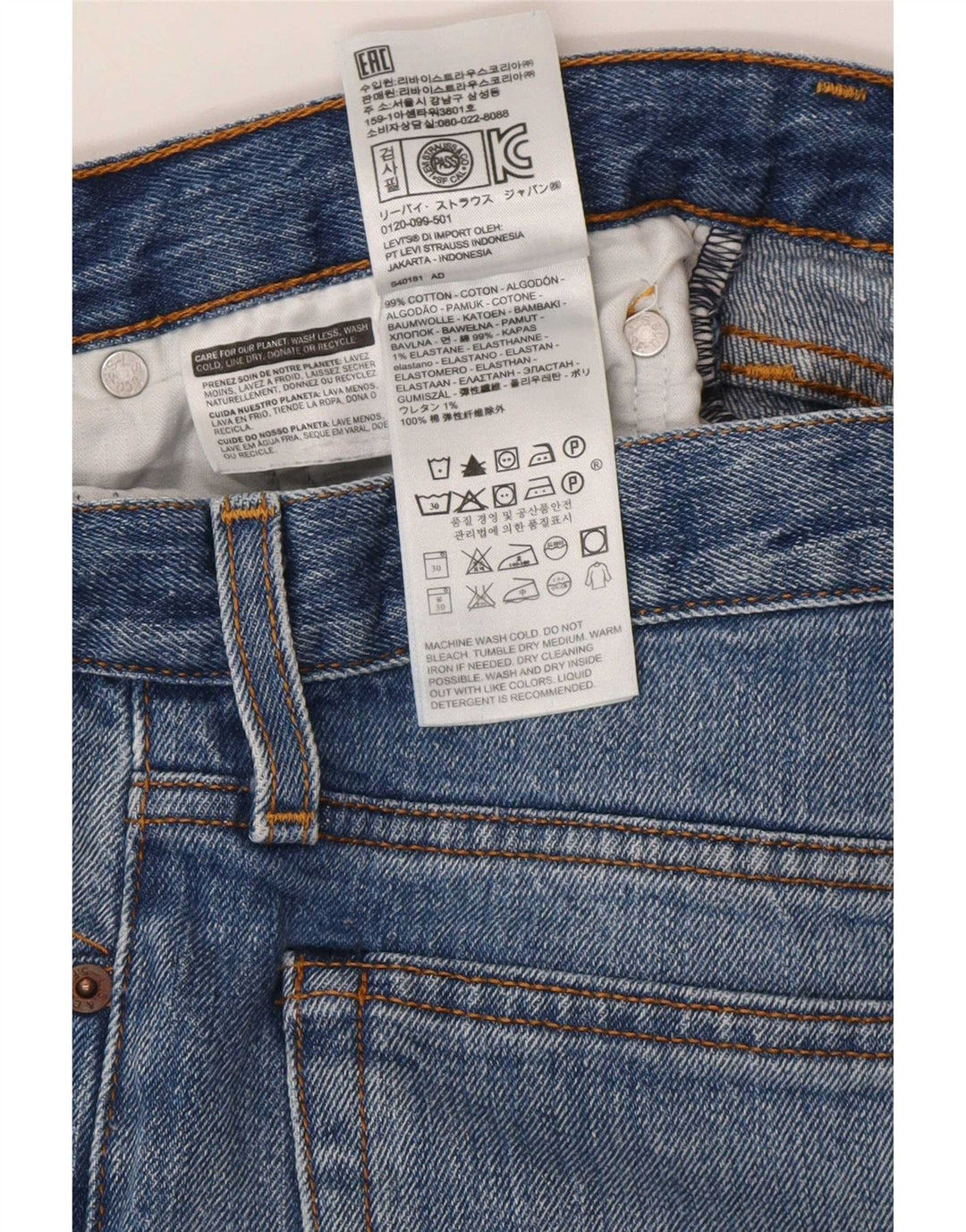 Jeans slim feminino Levi's W27 L26 algodão azul