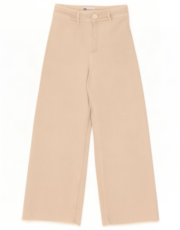 Zara Jeans feminino The Marine Straight Wide Leg EU 36 XS W26 L28 Bege