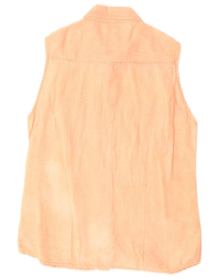 Camisa feminina sem mangas Think Pink UK 12 algodão laranja médio
