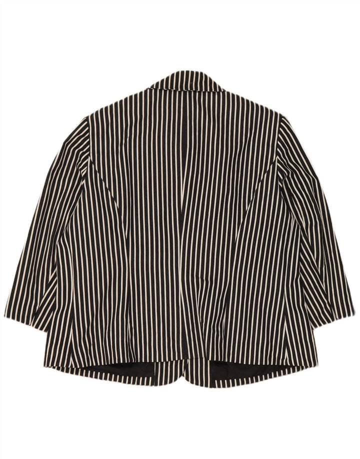 Jaqueta blazer feminina Chaps manga 3/4 e 6 botões UK 18 XL azul marinho listrado